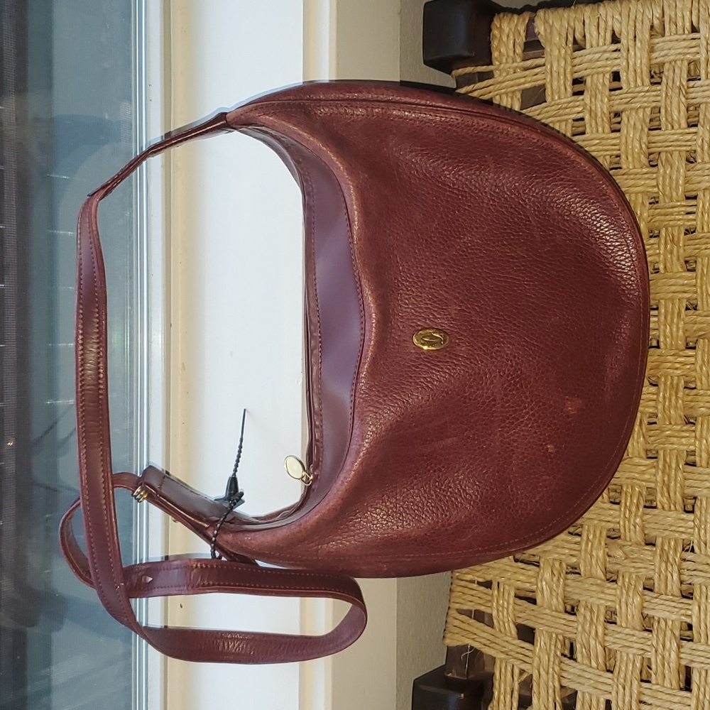 Vtg Cartier must de Cartier Bordeaux Half Moon Shoulder Bag